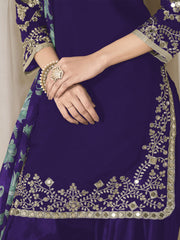 Purple Embroidered Mirror Work Punjabi Suit