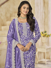 Lavender Organza Material Pant Style Suit