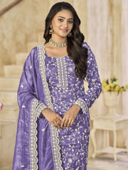 Lavender Organza Material Pant Style Suit