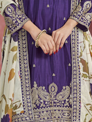 Purple Zari Threads Work Festive Gharara Style Suit