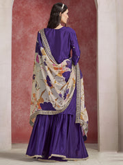 Purple Zari Threads Work Festive Gharara Style Suit