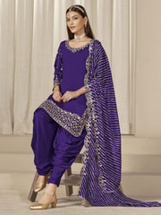 Blue Silk Embroidered Sequins With Mirror Work Salwar Suit Festive Wear