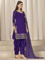 Blue Silk Embroidered Sequins With Mirror Work Salwar Suit Festive Wear