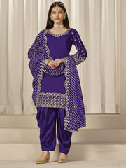 Blue Silk Embroidered Sequins With Mirror Work Salwar Suit Festive Wear
