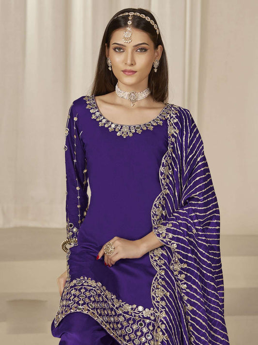 Blue Silk Embroidered Sequins With Mirror Work Salwar Suit Festive Wear