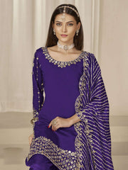 Blue Silk Embroidered Sequins With Mirror Work Salwar Suit Festive Wear