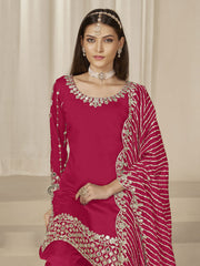 Pink Silk Embroidered Sequins With Mirror Work Salwar Suit Festive Wear