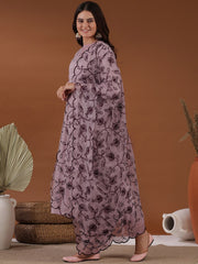 Lavender Empire A-Line Kurta With Trousers & Dupatta