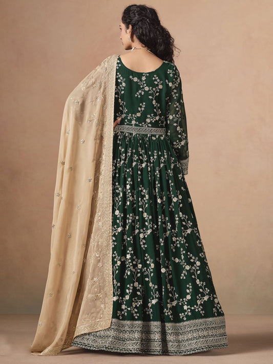 Faux Georgette Anarkali Suit with Embroidery Organza Dupatta