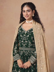 Faux Georgette Anarkali Suit with Embroidery Organza Dupatta