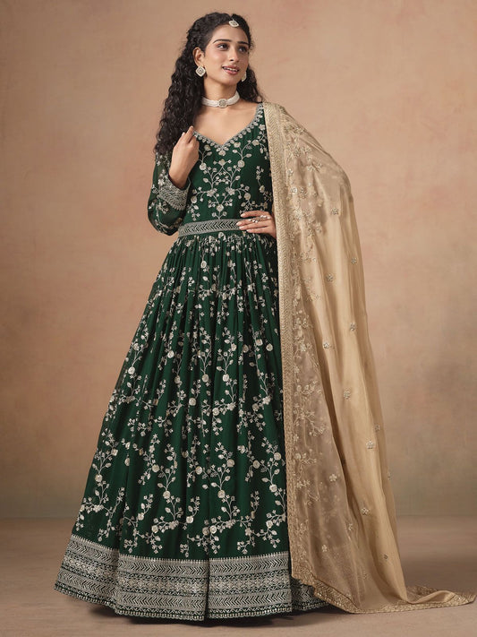 Faux Georgette Anarkali Suit with Embroidery Organza Dupatta
