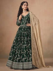 Faux Georgette Anarkali Suit with Embroidery Organza Dupatta
