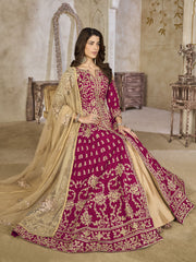 Pink Art Silk Lehenga Slit Style Festive Anarkali Suitk