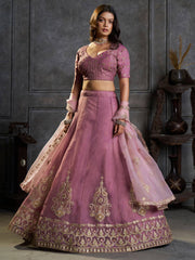 Lilac Organza Embroidery Designer Lehenga Choli