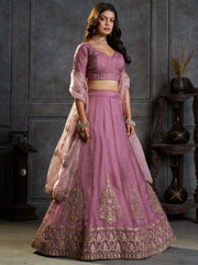 Lilac Organza Embroidery Designer Lehenga Choli
