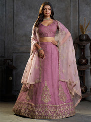 Lilac Organza Embroidery Designer Lehenga Choli