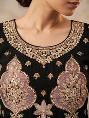 Black All Over Beads Work Wedding Festive Palazzo Suit