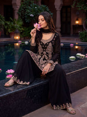 Black All Over Beads Work Wedding Festive Palazzo Suit