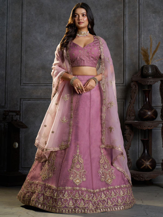 Lilac Organza Embroidery Designer Lehenga Choli