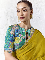 Aasma Soft Tissue silk Saree In Yellow For Women