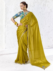 Aasma Soft Tissue silk Saree In Yellow For Women