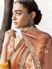 Kashika Shimmer Tissue Silk Saree In Rust Orange
