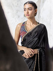 Noir Swan Black Soft Shimmer Tissue Silk Saree