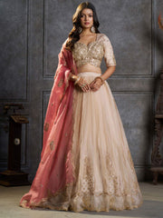 Ivory Organza Embroidery Designer Lehenga Choli