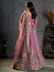 Lavender Organza Embroidery Designer Lehenga Choli