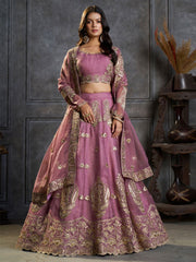 Lavender Organza Embroidery Designer Lehenga Choli