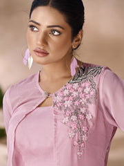 Organza Pink Party Designer Kurti