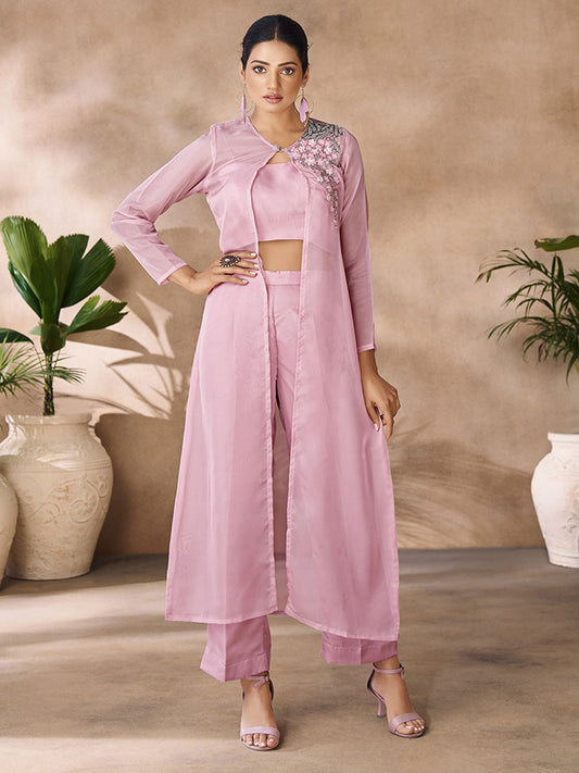 Organza Pink Party Designer Kurti