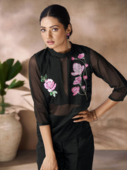 Organza Black Sequins Casual Kurti