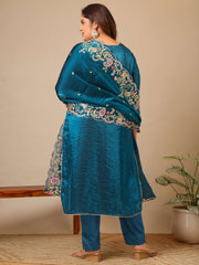 Women Ethnic Motifs Embroidered Regular Thread Work Kurta with Trousers & With Dupatta