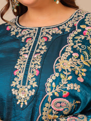 Women Ethnic Motifs Embroidered Regular Thread Work Kurta with Trousers & With Dupatta
