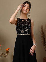Girl Floral Embroidered Maxi Ethnic Dress