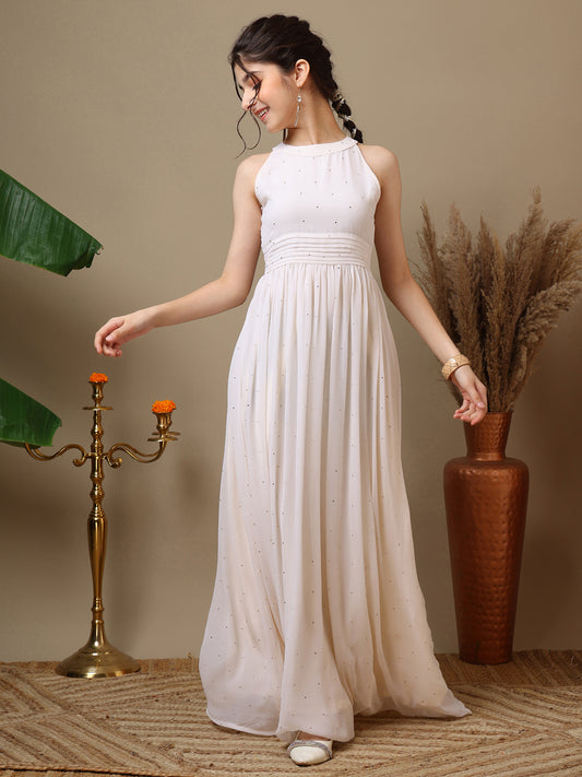 Girls Embroidered Halter Neck Ethnic Dresses