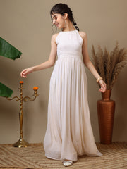 Girls Embroidered Halter Neck Ethnic Dresses