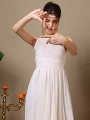Girls Embroidered Halter Neck Ethnic Dresses