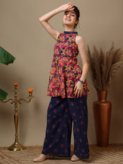 Girls Floral Printed Regular Kurta with Palazzos