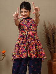 Girls Floral Printed Regular Kurta with Palazzos
