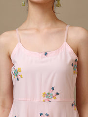 Girls Embroidered V-Neck A-Line Ethnic Dresses