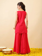 Girls Ethnic Motifs Embroidered Regular Gotta Patti Kurta with Palazzos