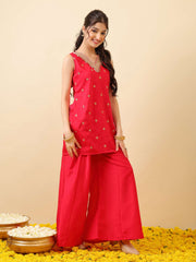 Girls Ethnic Motifs Embroidered Regular Gotta Patti Kurta with Palazzos
