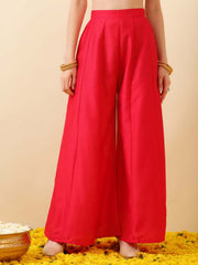 Girls Ethnic Motifs Embroidered Regular Gotta Patti Kurta with Palazzos