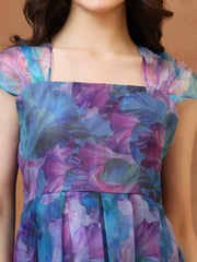 Girls Printed Shoulder Straps A-Line Ethnic Dresses