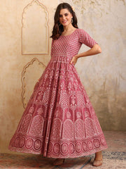 Ethnic Motifs Embroidered Sequinned Anarkali Kurta With Dupatta