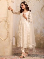 Women Floral Embroidered Regular Kurta with Trousers & With Dupatta