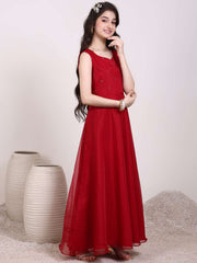 Girls Sequinned Embellished Ethnic Maxi Dress