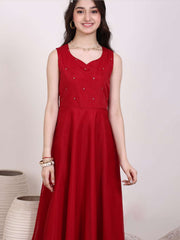 Girls Sequinned Embellished Ethnic Maxi Dress